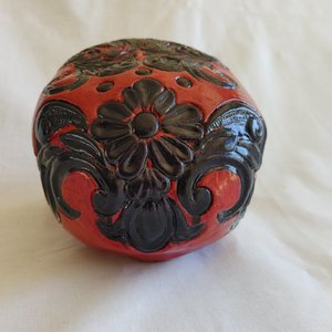 Cinnabar and Onyx skull art sculpture rearview